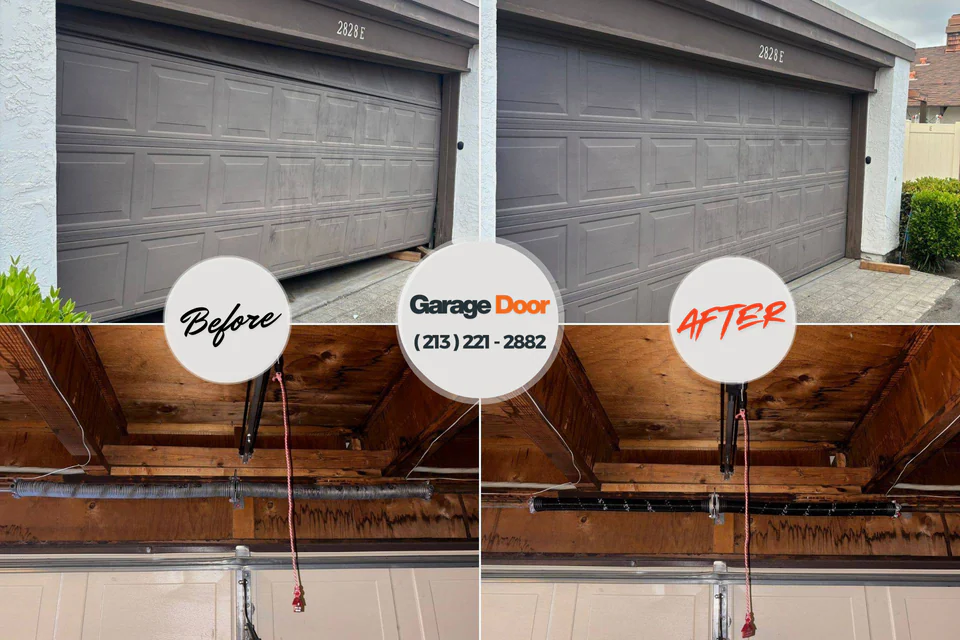 Before and after: garage door repair Goodwell, OK